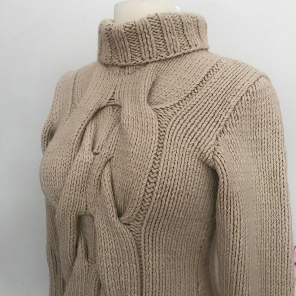 Lorena Antoniazzi Nude Beige Tan Pullover Turtleneck Knit Sweater S XS XXS